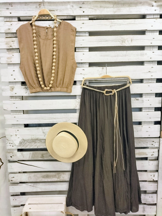 Falda divina Menorca chocolate - botanikamoda