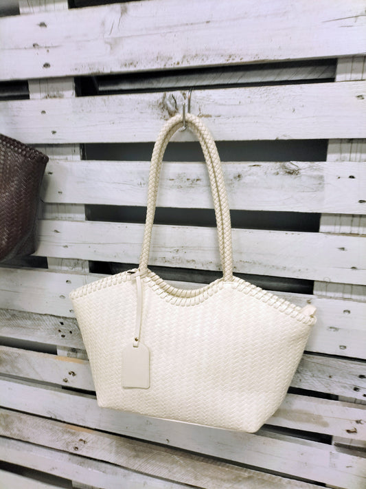 BOLSO ICON MINI EFECTO PIEL blanco roto - botanikamoda