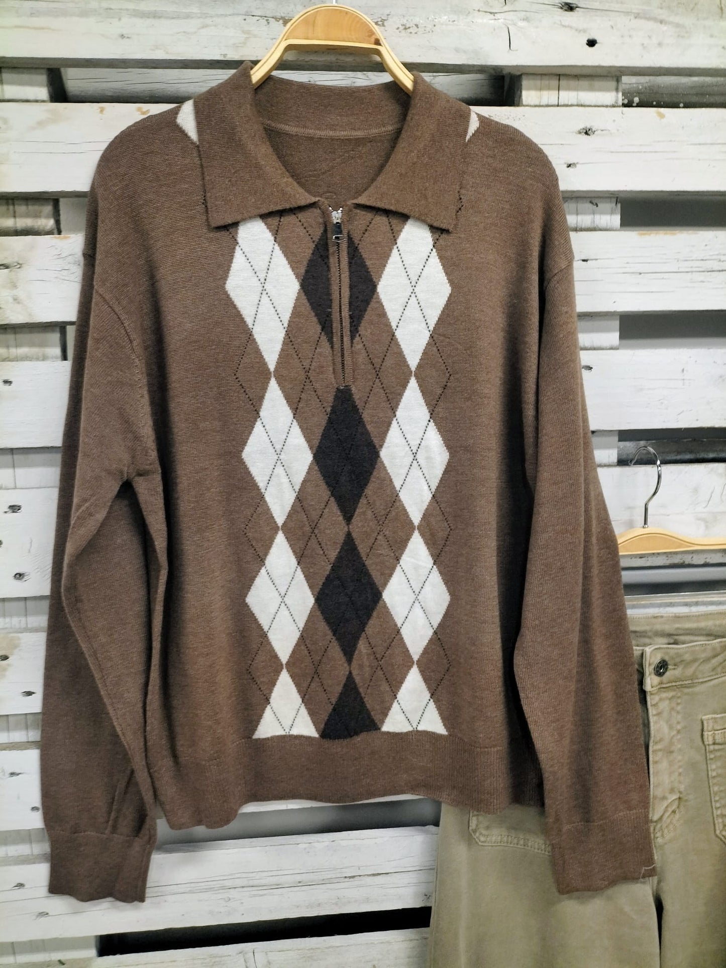 Suéter gustoso Argyle camel