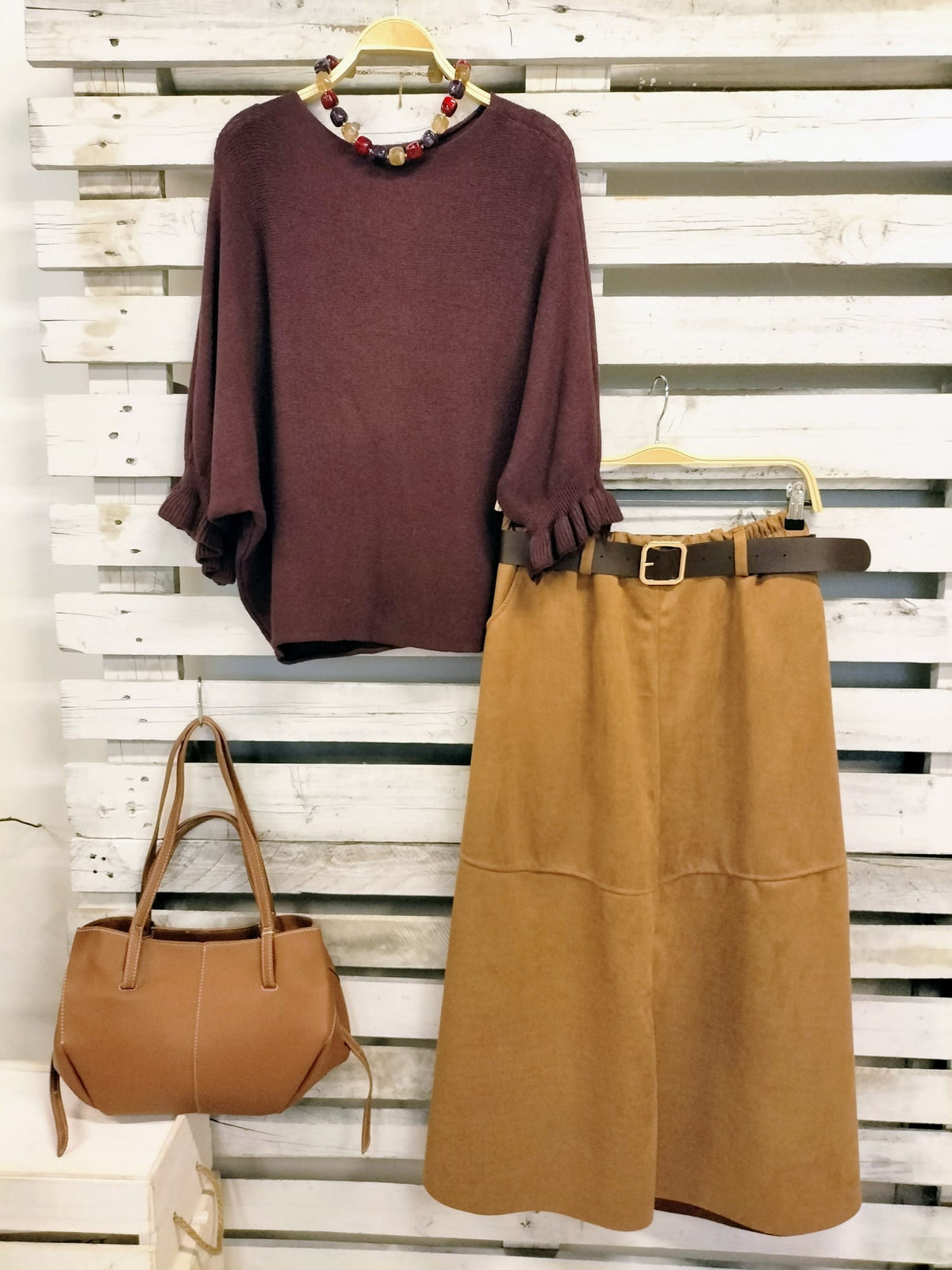 Falda Joya antelina camel