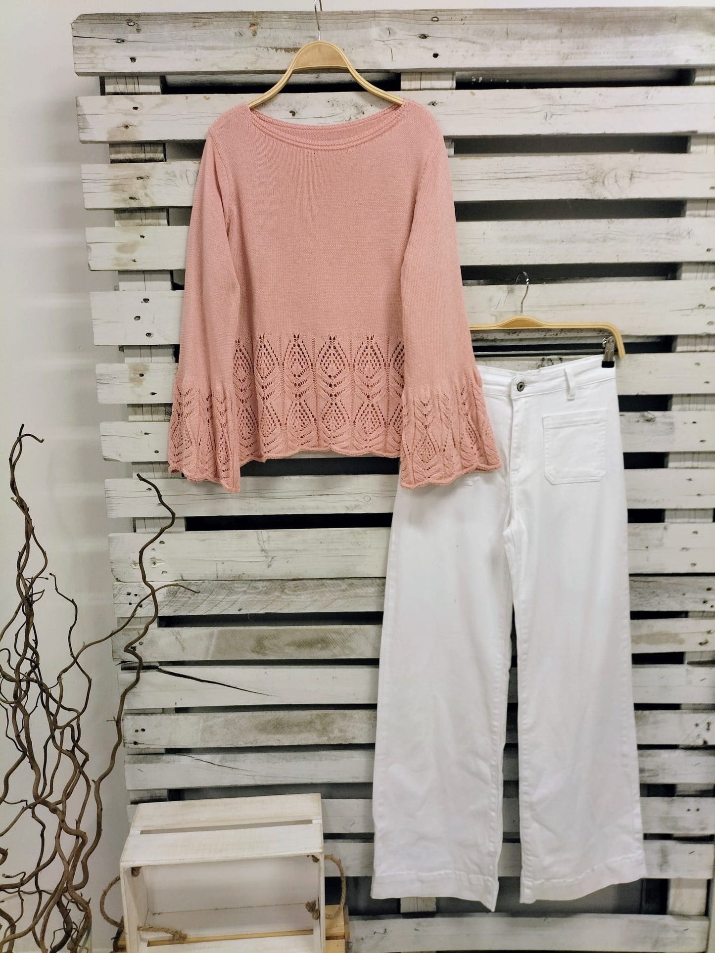 Jeans Blanco Favorecedores elásticos Talla L40