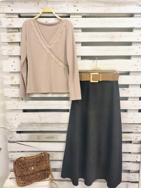 Falda Joya Ante negro - botanikamoda