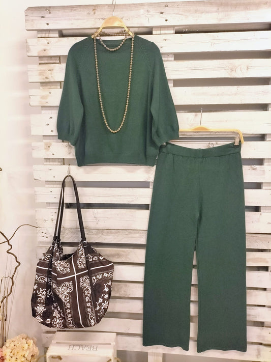 Pantalón punto italiano verde botella