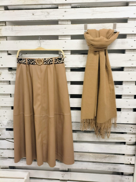 Falda Joya polipiel camel