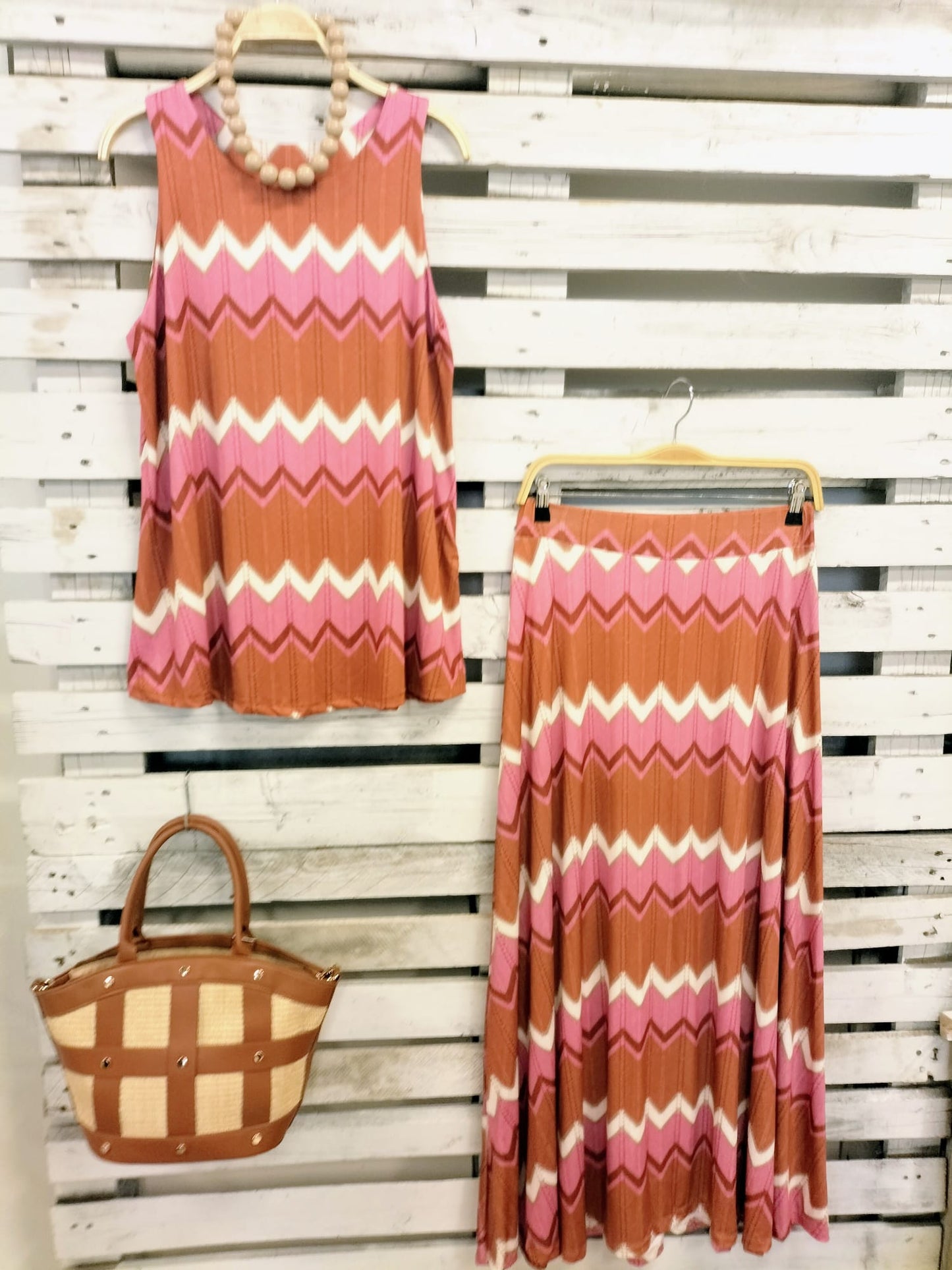 Conjunto punto suelto Santorini con falda