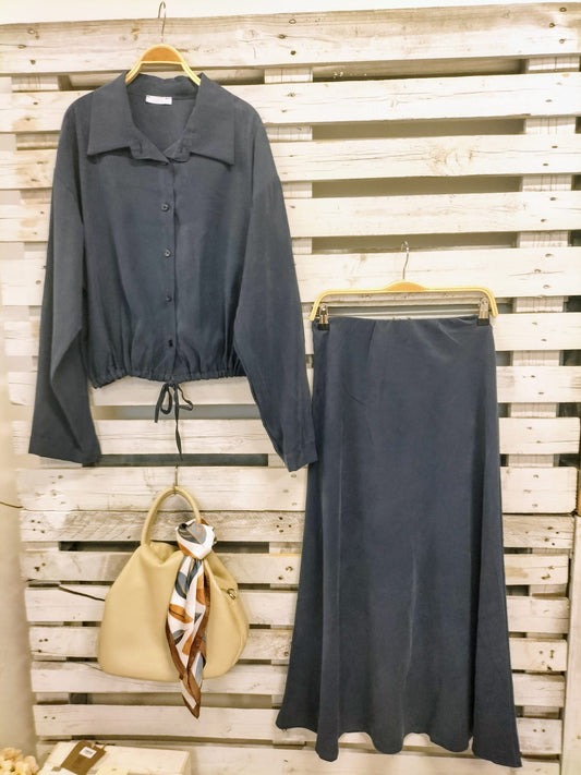 CHAQUETA Milán marino tejido soft melocotón - botanikamoda