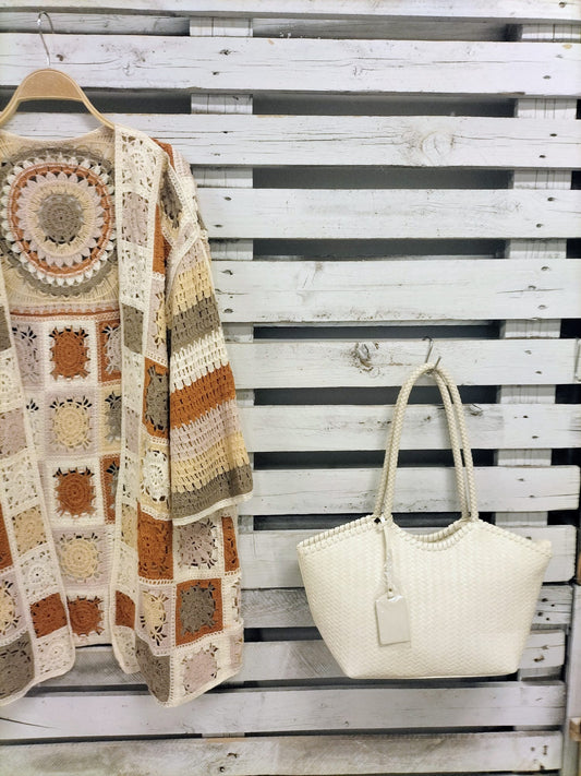 BOLSO ICON MINI EFECTO PIEL blanco roto - botanikamoda