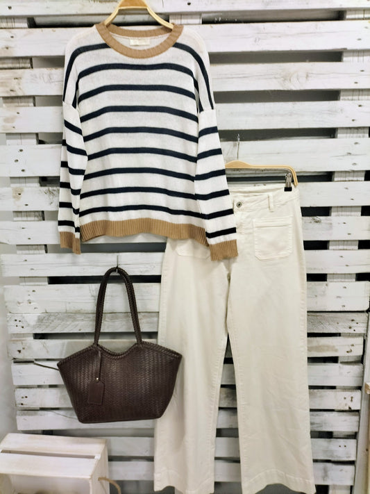 Jersey stripes marino/camel - botanikamoda