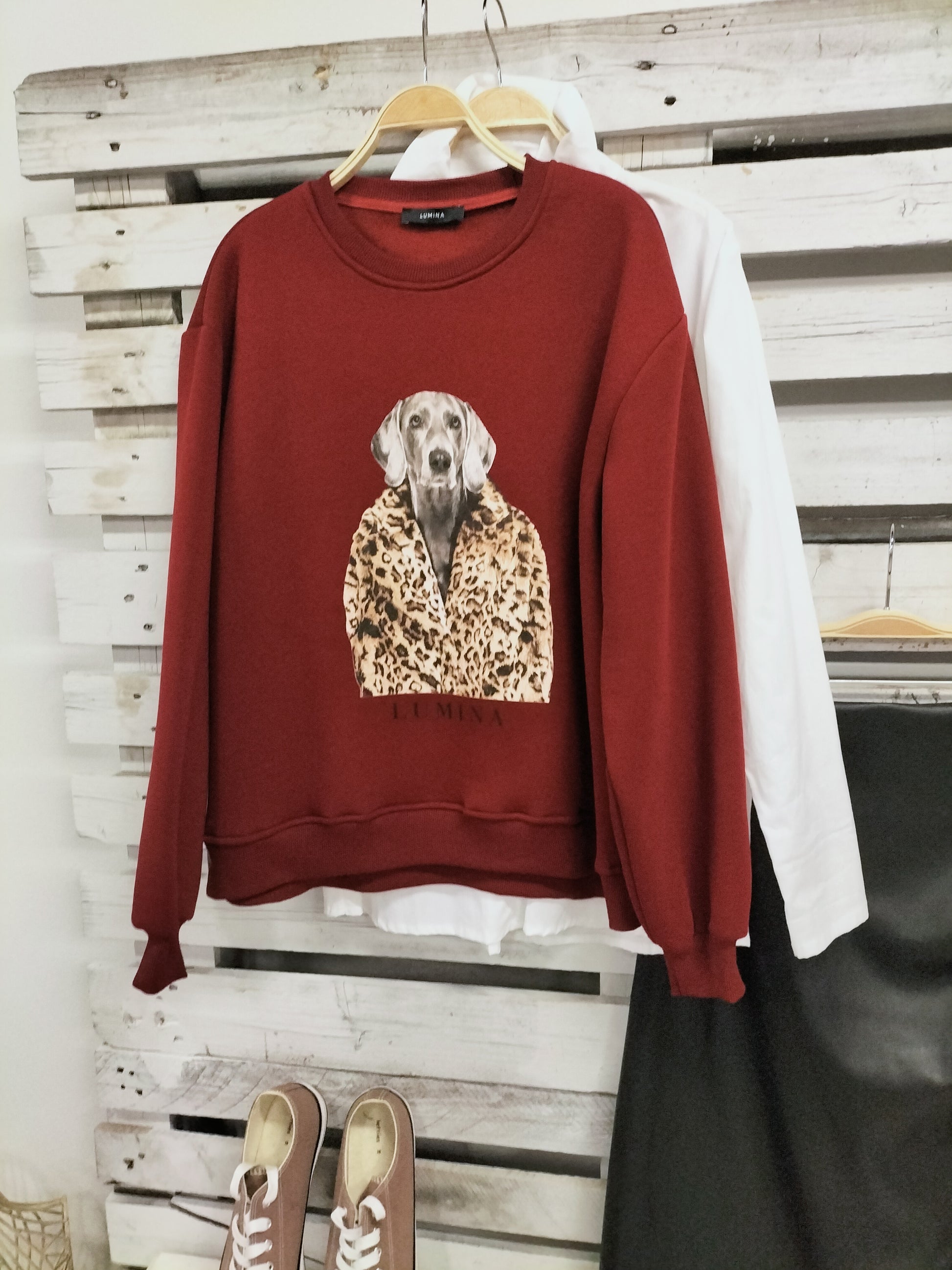 Sudadera Dog Burdeos - botanikamoda