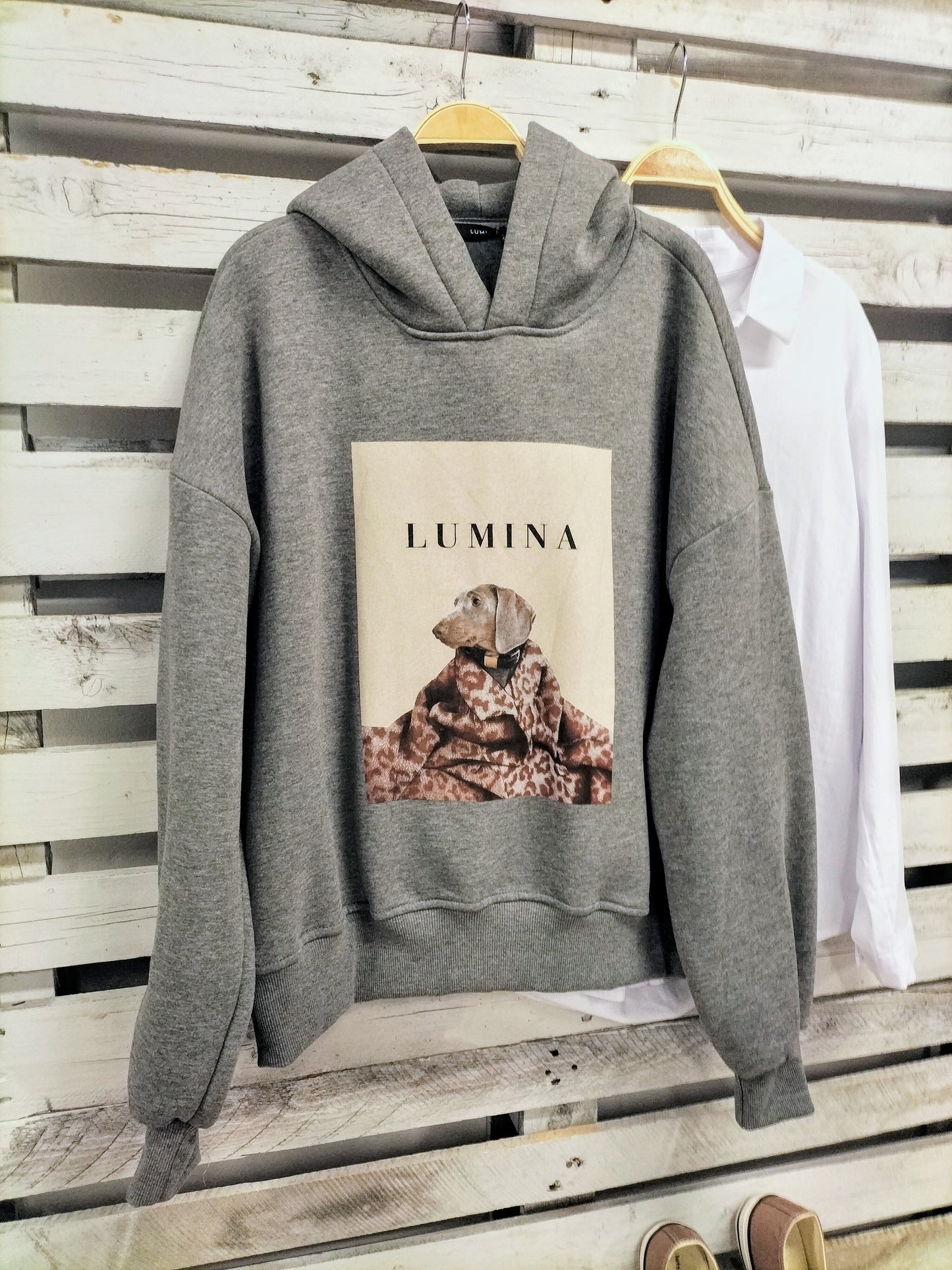 Sudadera Capucha Dog Gris - botanikamoda