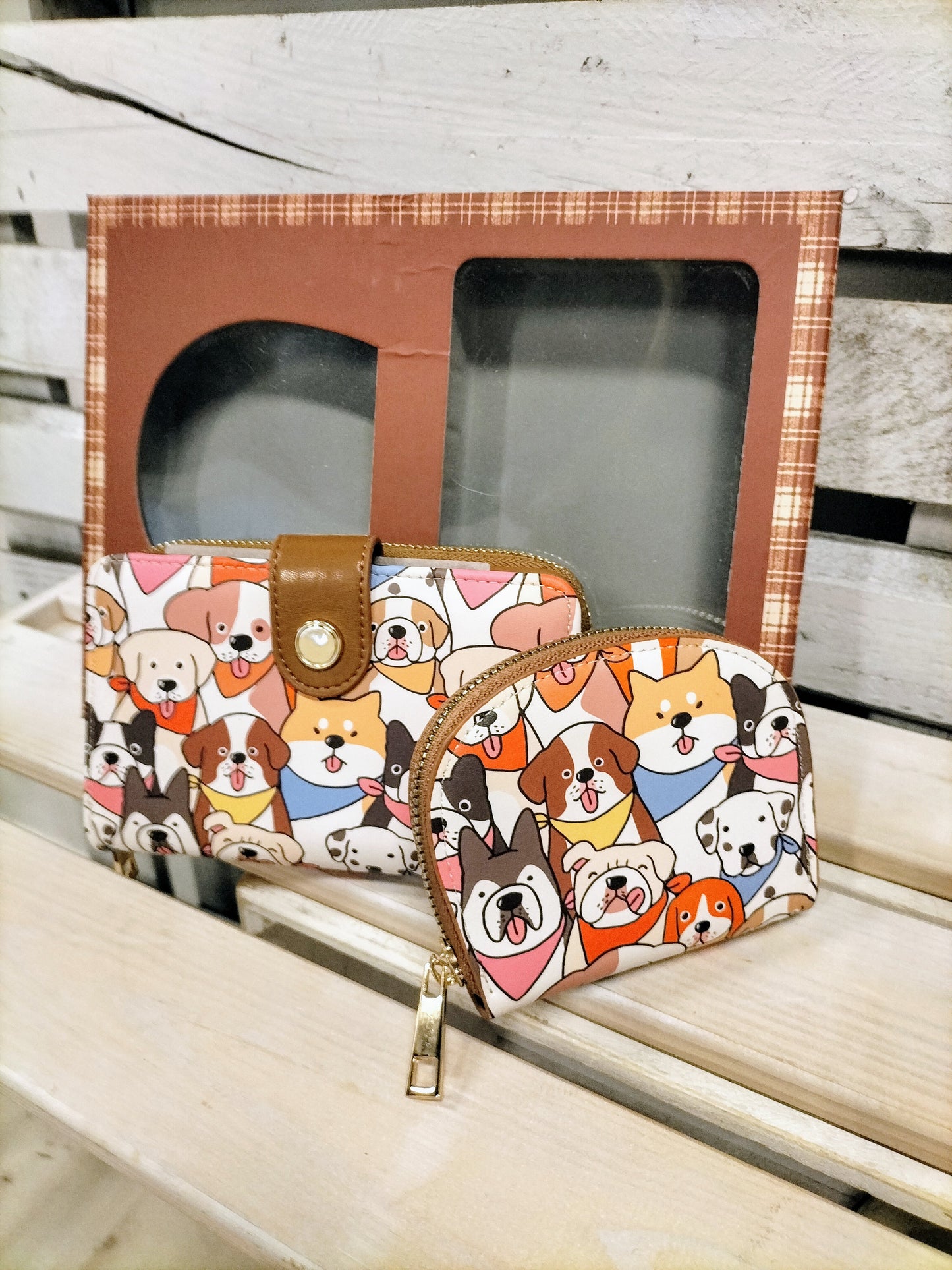 Caja regalo Cartera y monedero Perritos