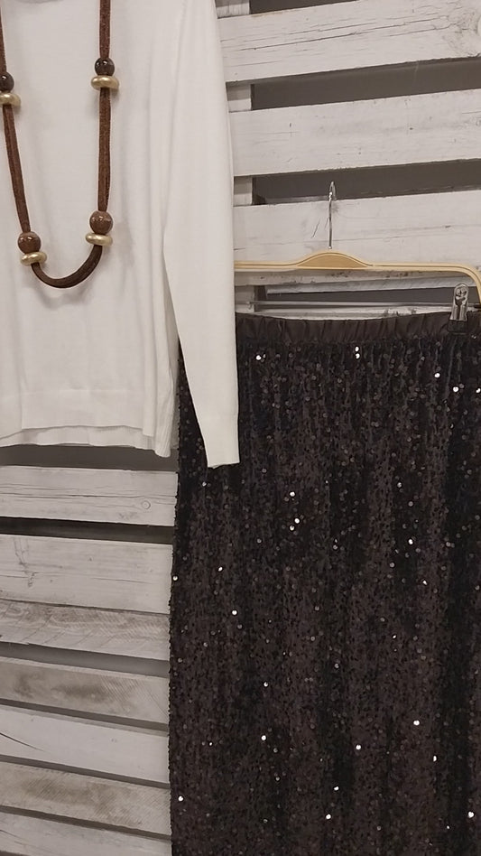 Falda Chic Joya Lentejuelas choco-Queda una