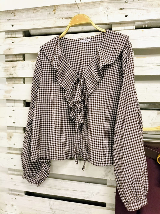 Blusa Bina vichy berenjena
