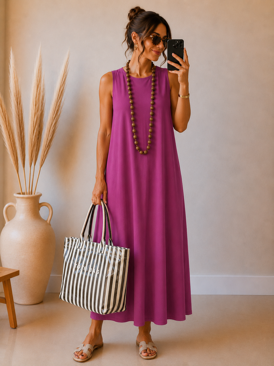 Bolso Tote Stripes choco