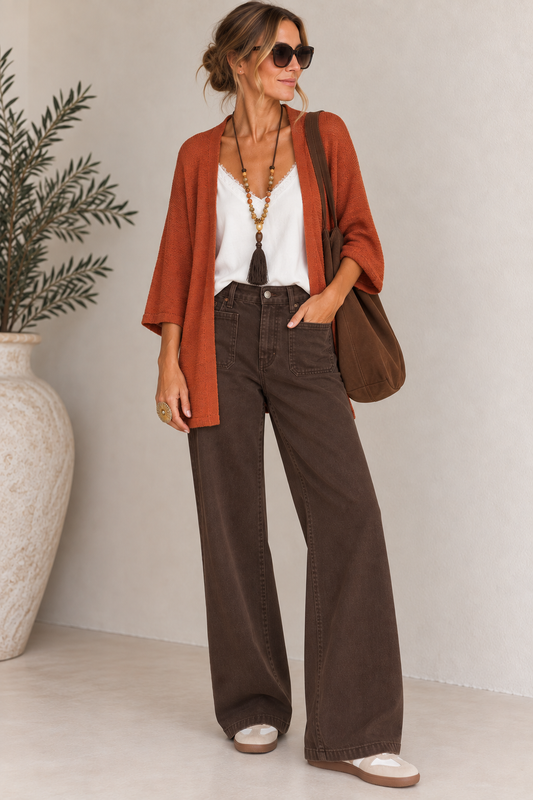 Chaqueta cotton punto terracota