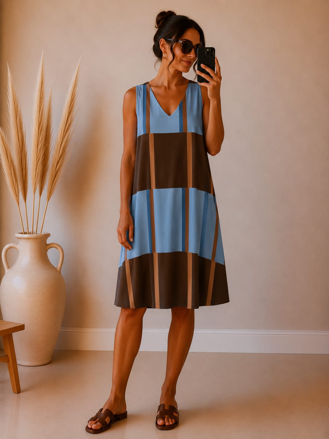 Vestido punto suelto choco azul