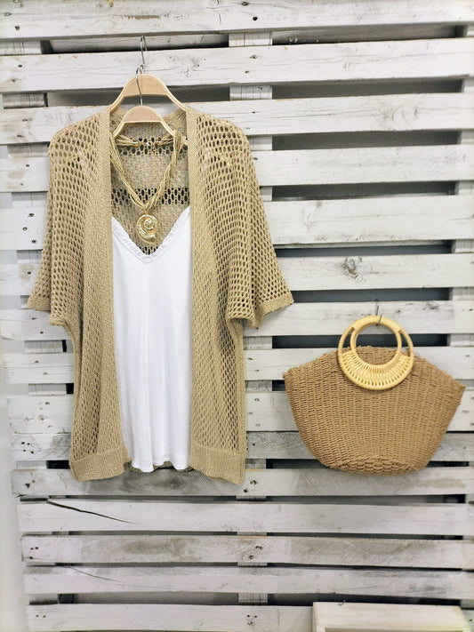 Bolso rafia /asa madera natural - botanikamoda