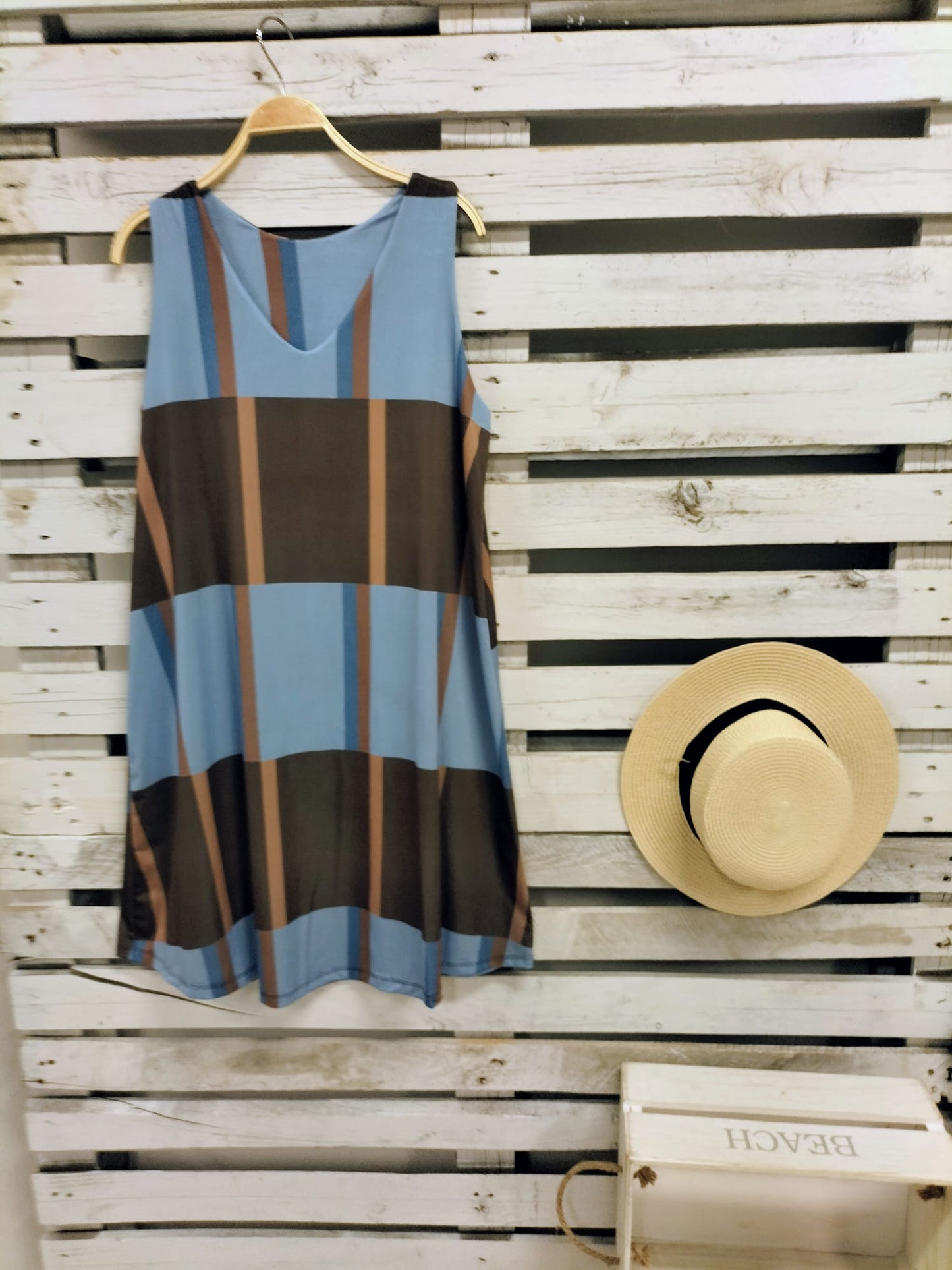 Vestido punto suelto choco azul