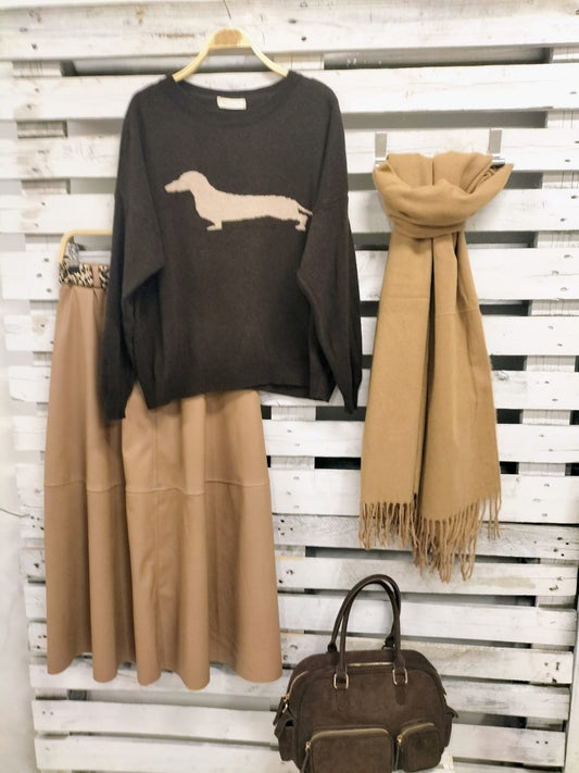 Falda Joya polipiel camel