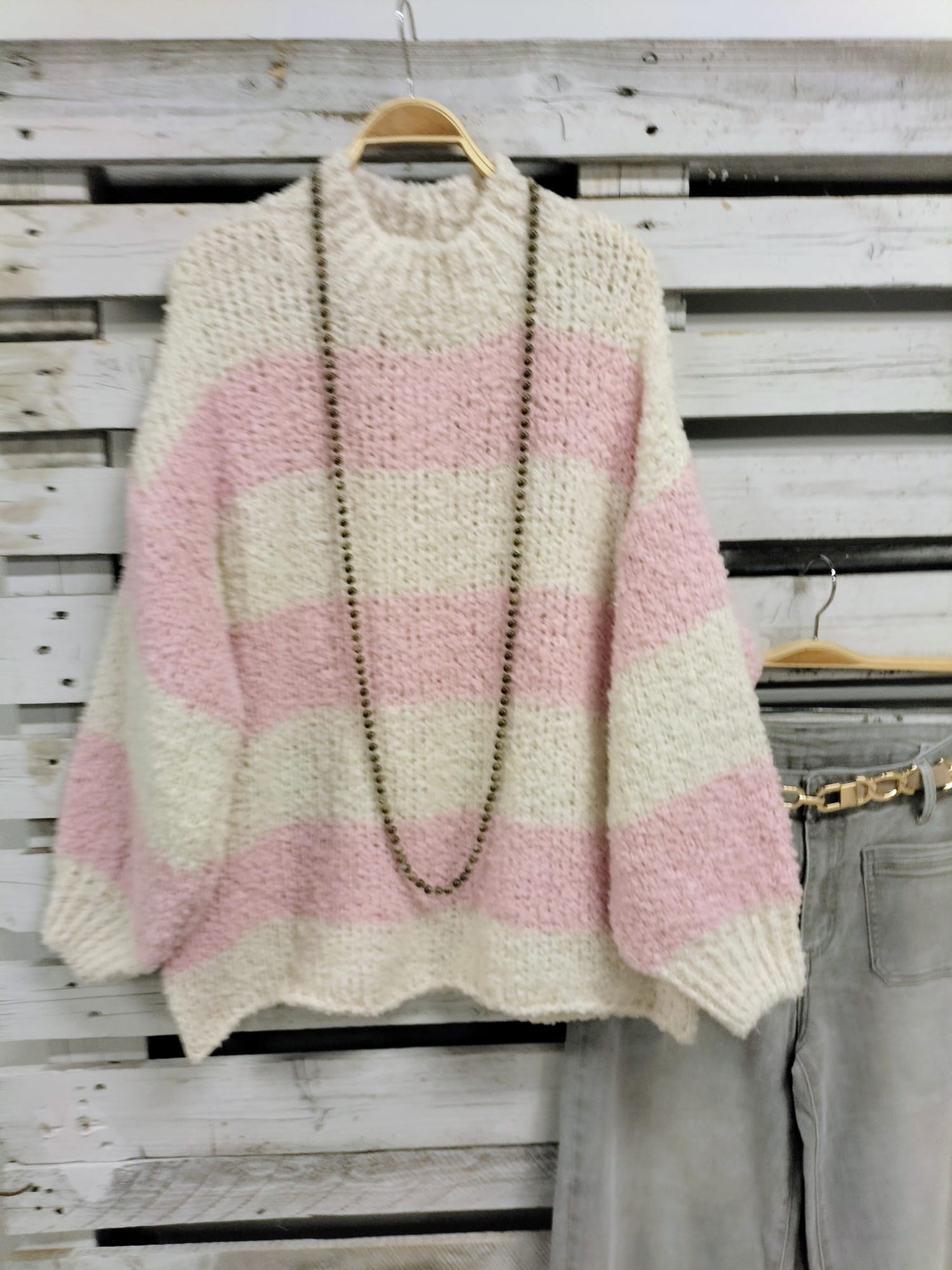 Jersey Over Cream Rosa - botanikamoda