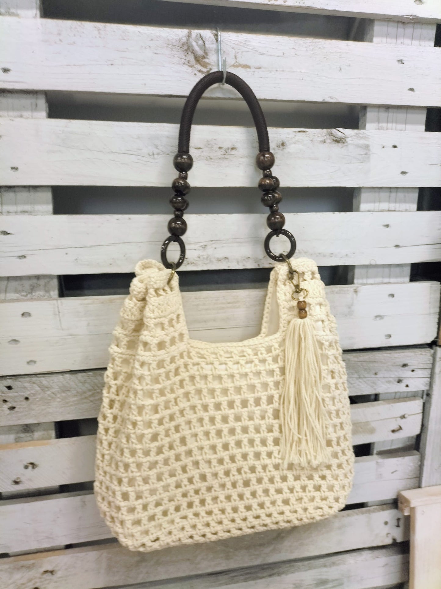 Bolso Crochet Calpe crudo - botanikamoda