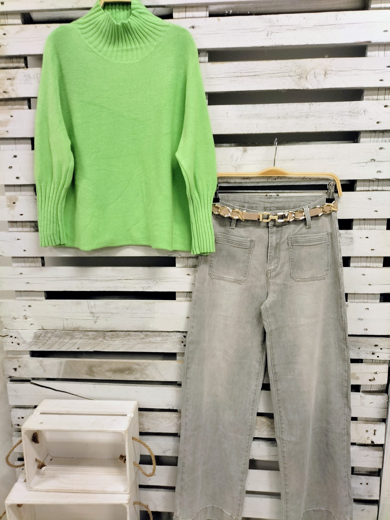 Jersey favorecedor verde menta - botanikamoda