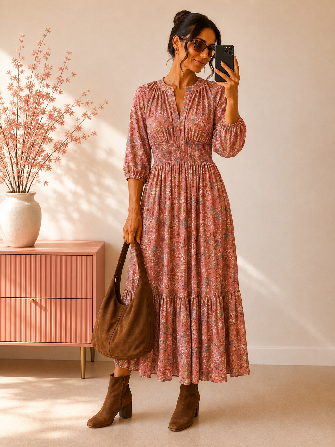 Vestido Folk rosa