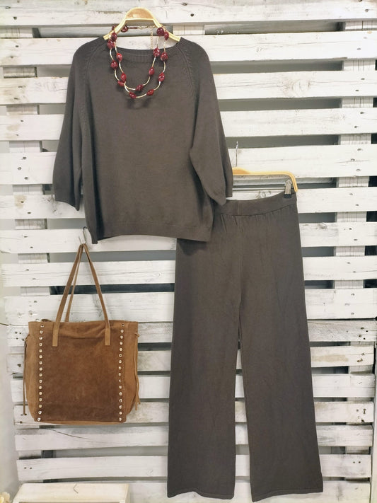 Pantalón punto italiano choco