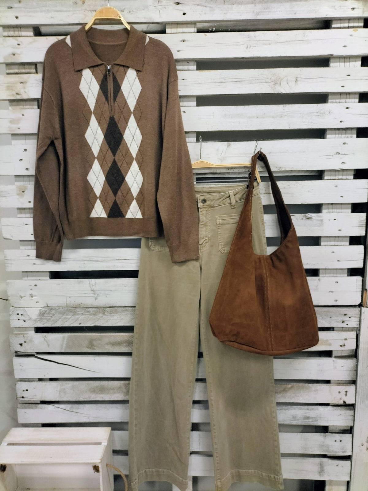 Suéter gustoso Argyle camel