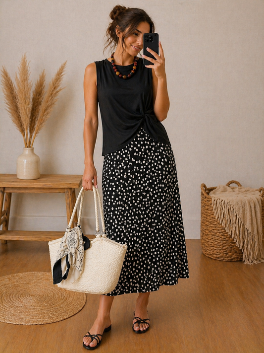 Falda Topitos satinada - botanikamoda