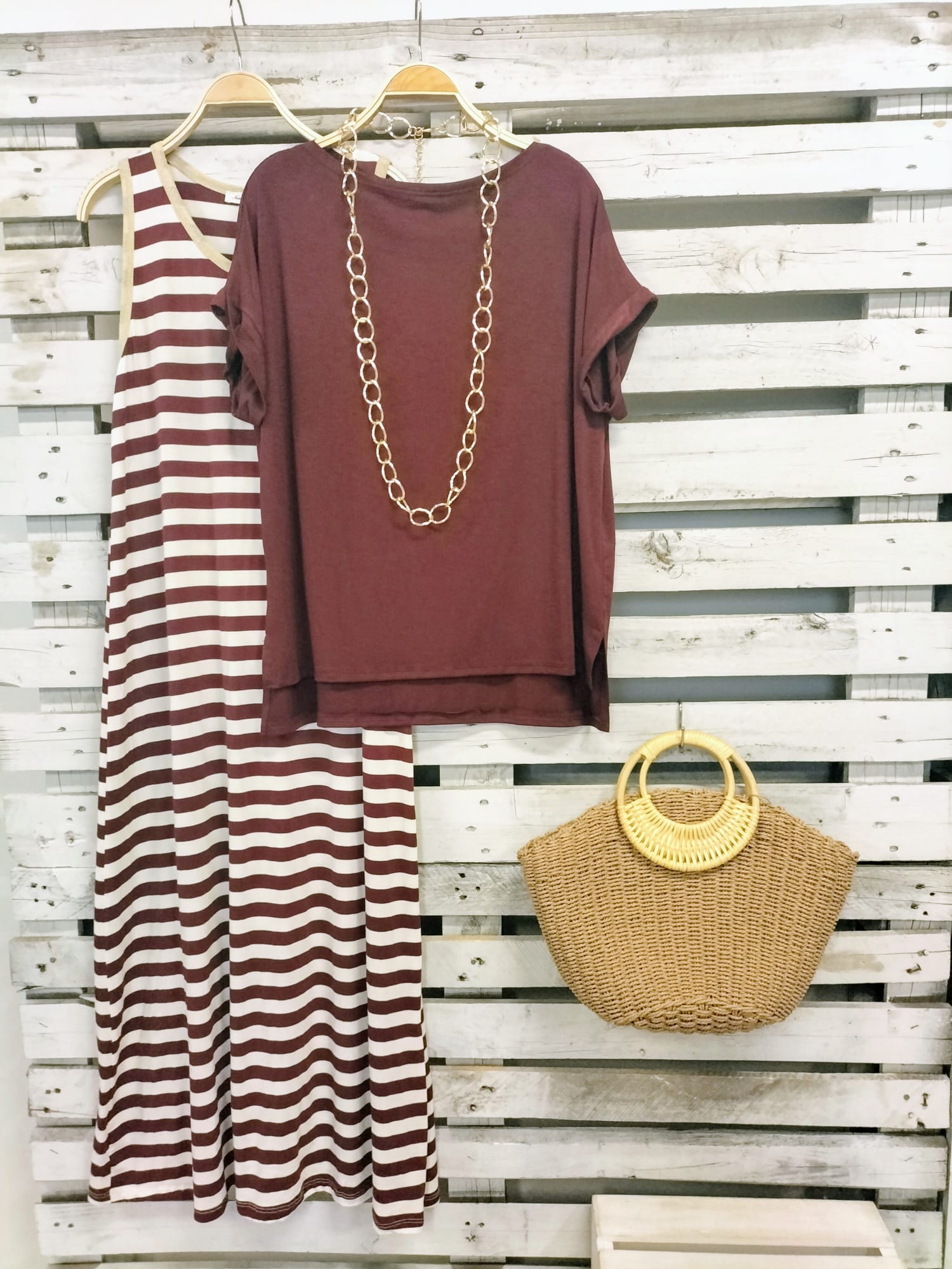 Bolso rafia /asa madera natural - botanikamoda