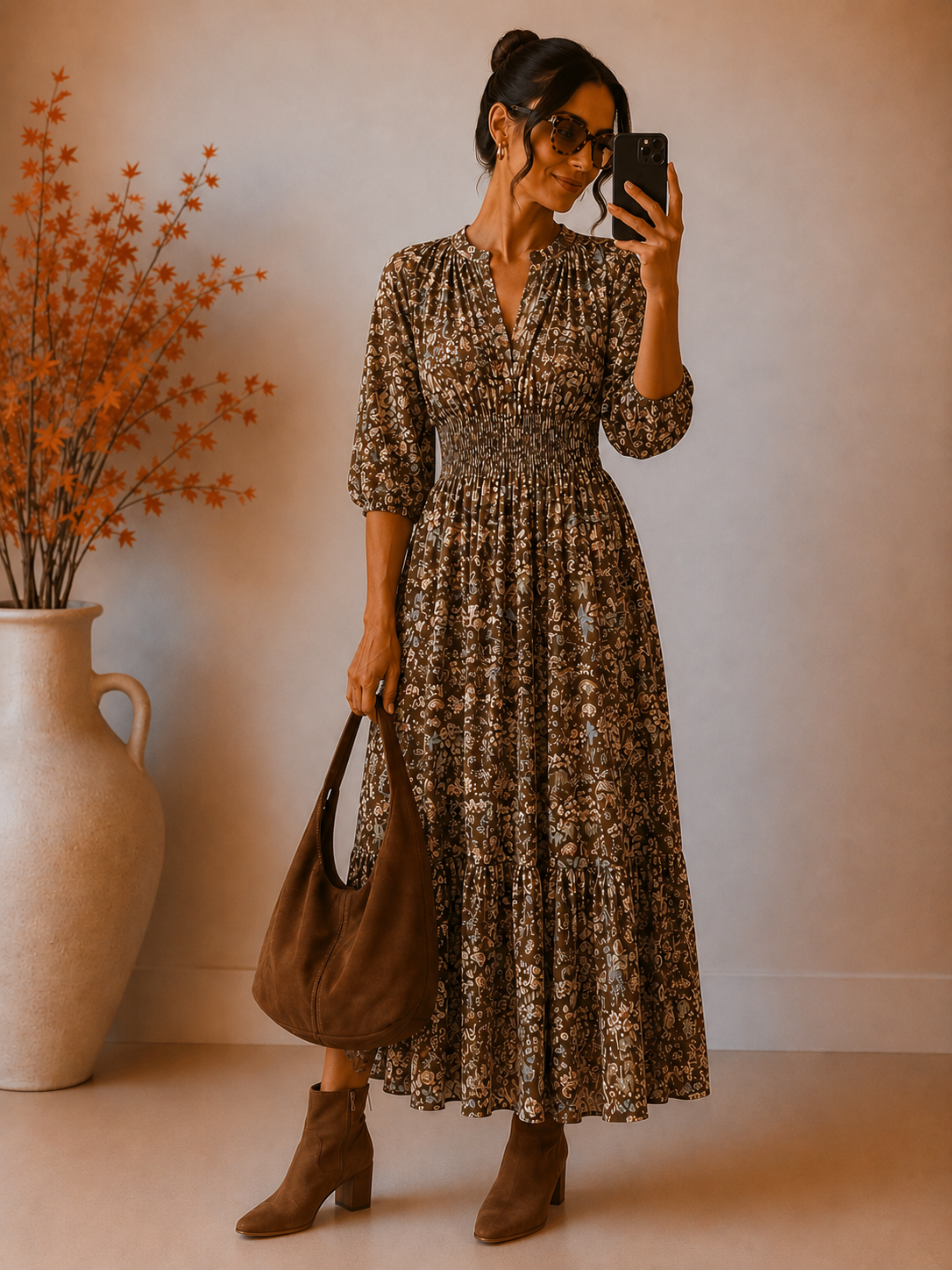 Vestido Folk choco