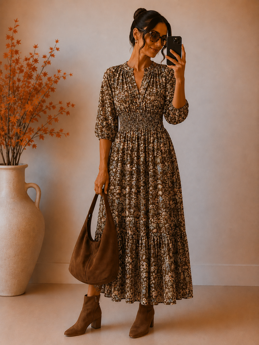 Vestido Folk choco