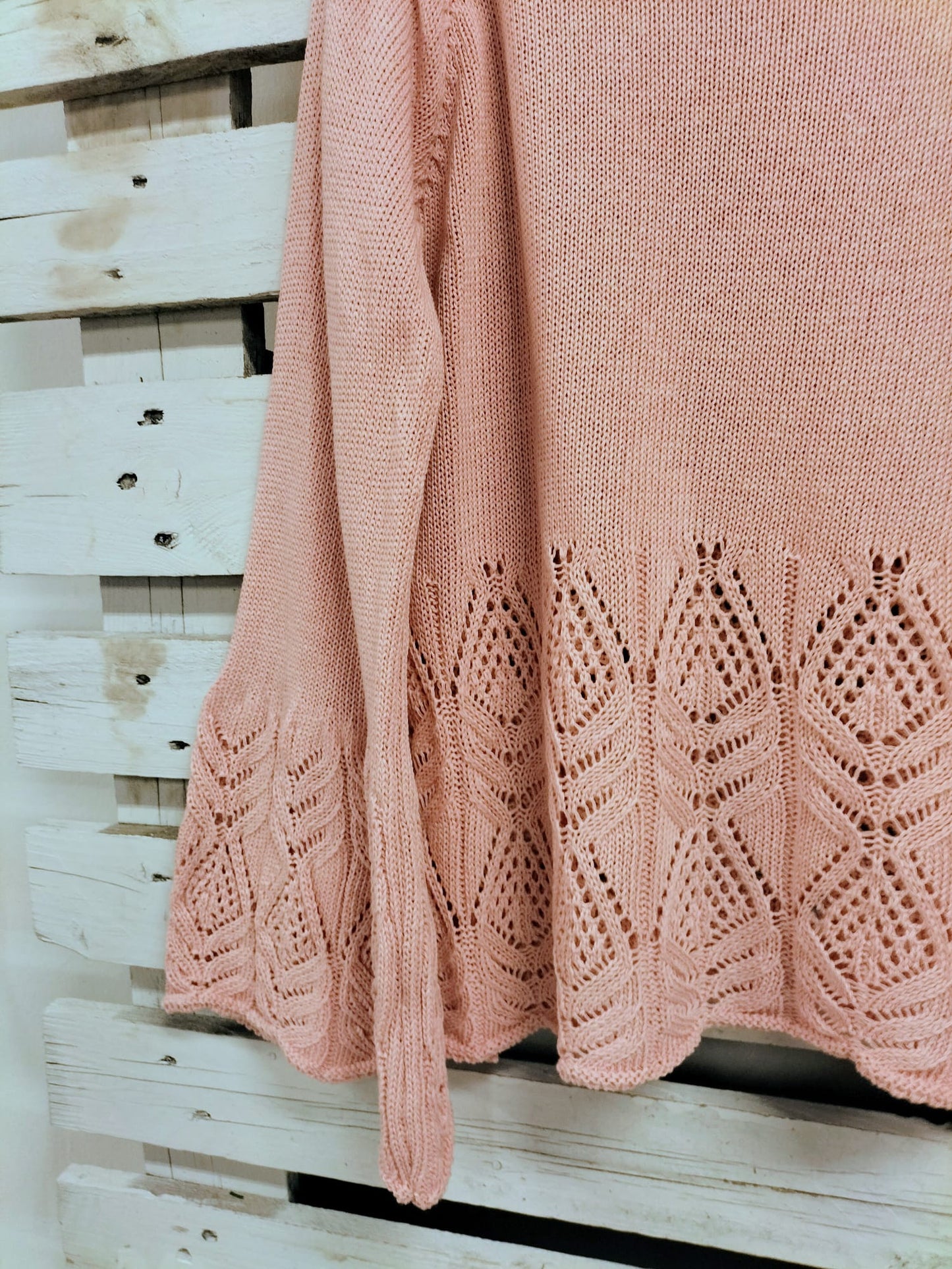 Jersey Cotton rosa antiguo mangas caladas